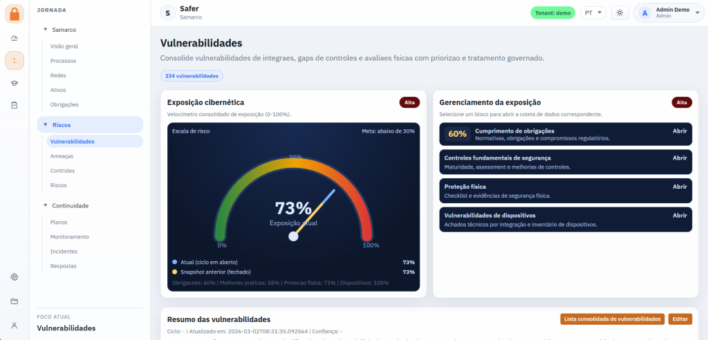 Tela da Plataforma Safer